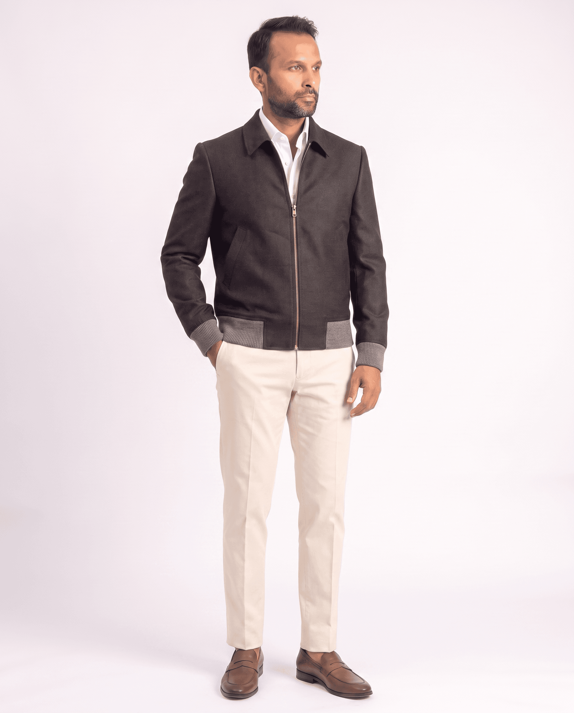 Structured Bomber Jacket with custom printed lining 